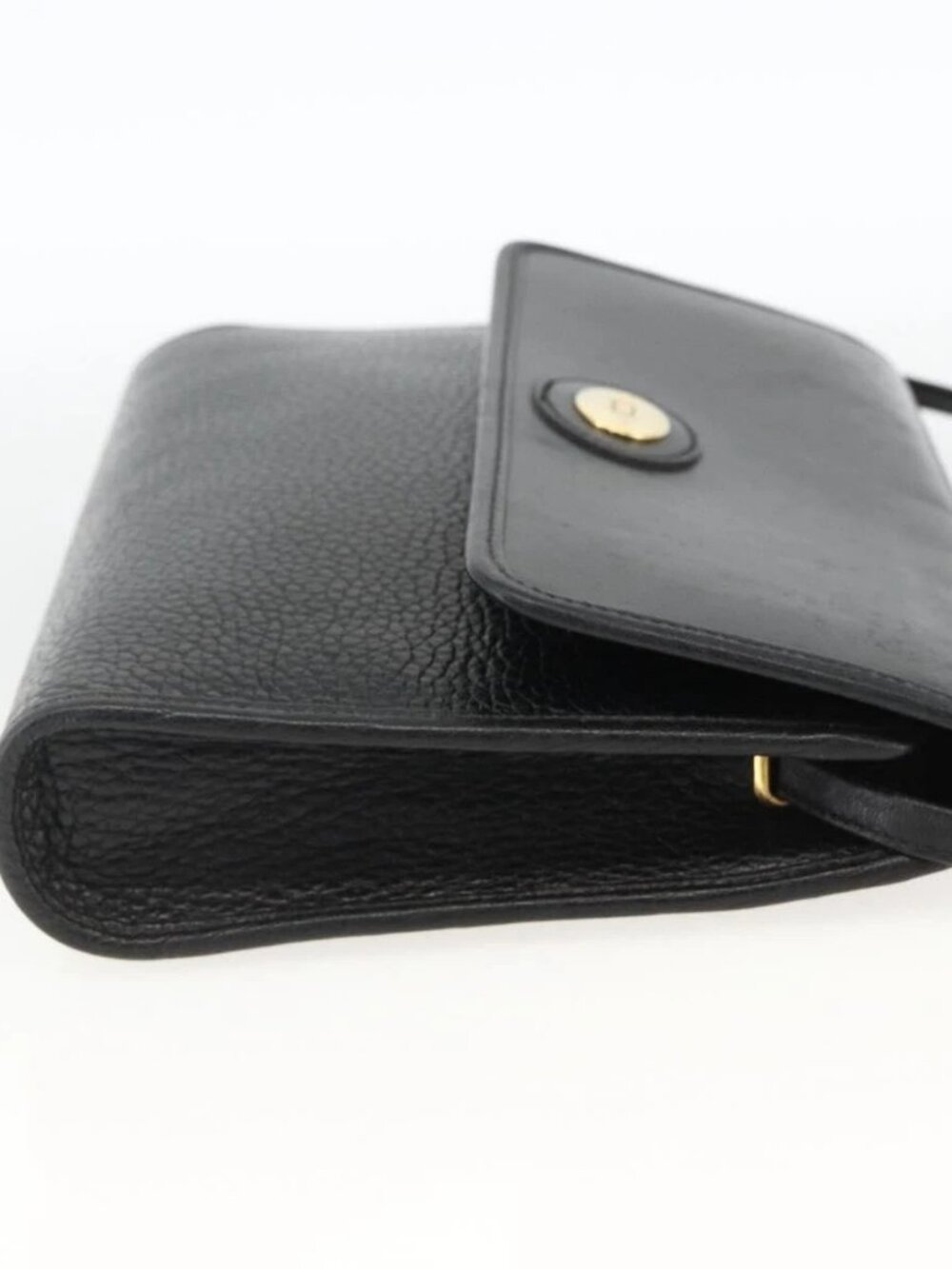 Christian Dior Shoulder Bag Leather Black Gold Auth 174078 - Picture 5 of 15